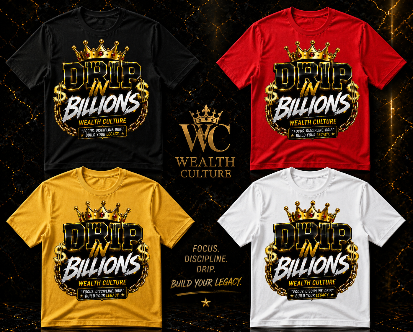 Wealth Culture Teen Drip in Billions Signature Graphic Tee